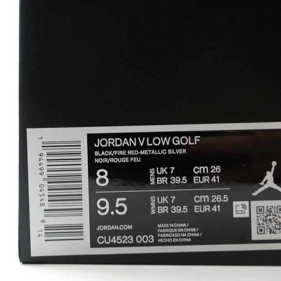 Nike Air Jordan V Retro Low Golf Shoes Black Silver Fire Red CU4523-003 Mens 8 main image 8